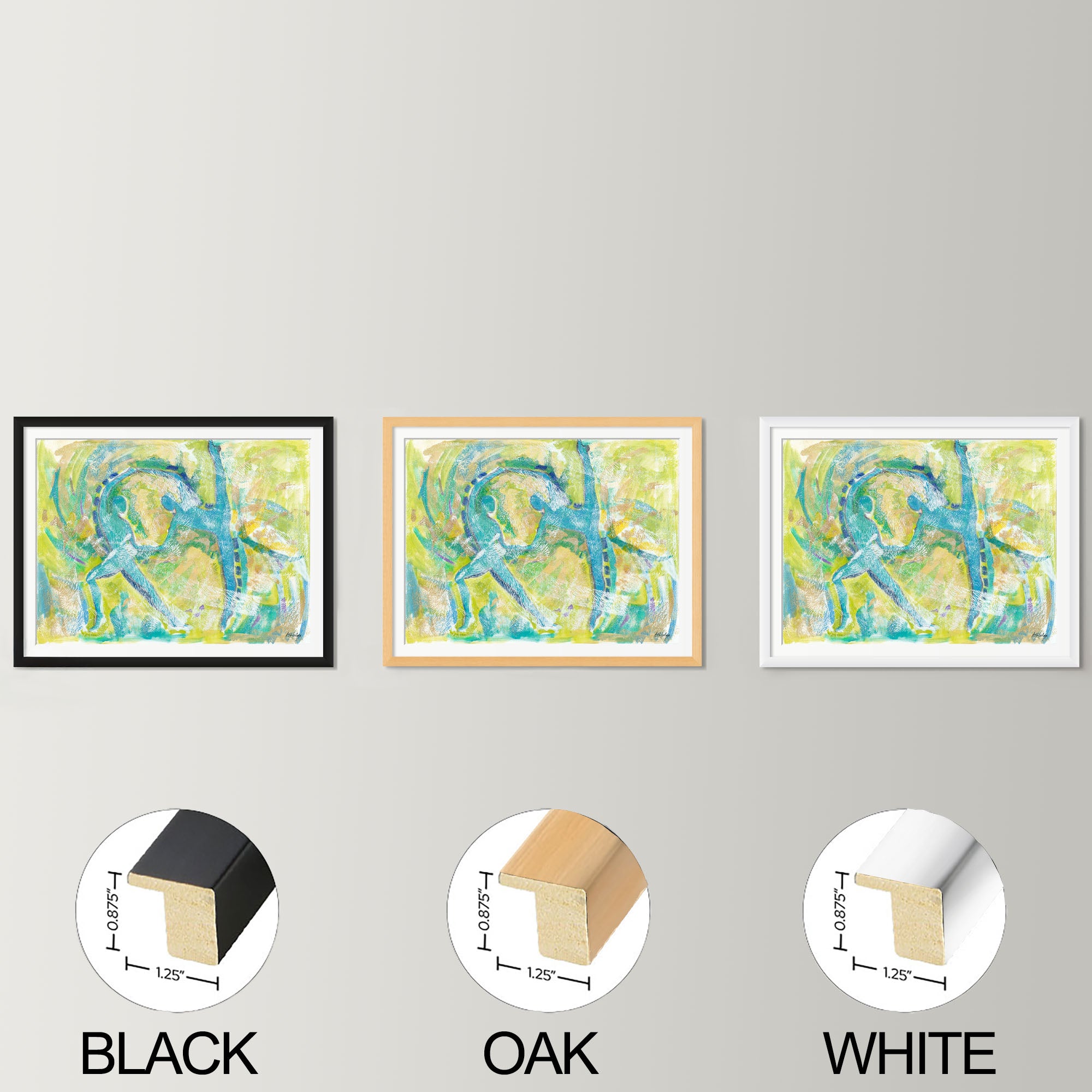 Motion in Teal Abstract Art Print | Modern Dance Wall Art | Framed