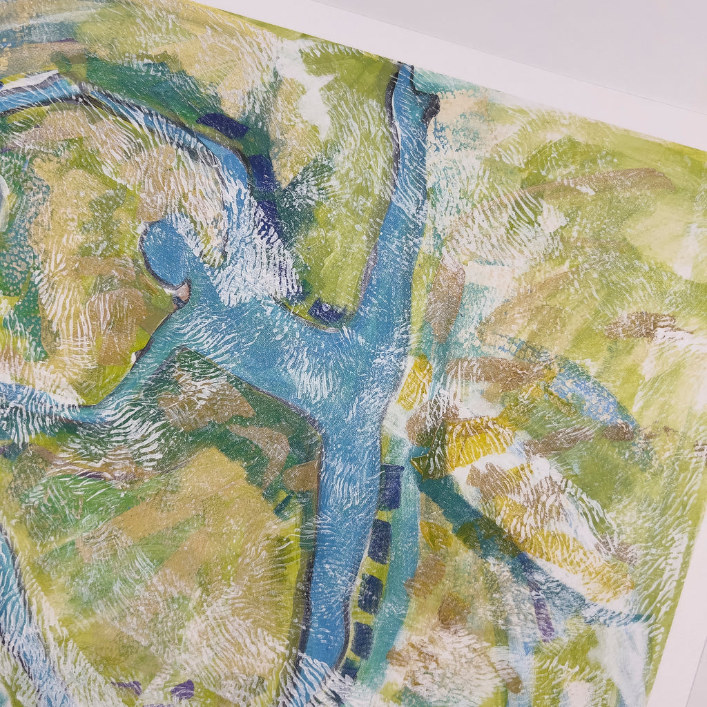 Motion in Teal giclee print — full artwork, abstract Black dance art by Antionette Simmons Hodges