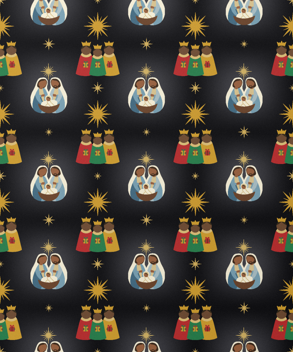 Black Nativity Christmas gift wrap, lifestyle photo