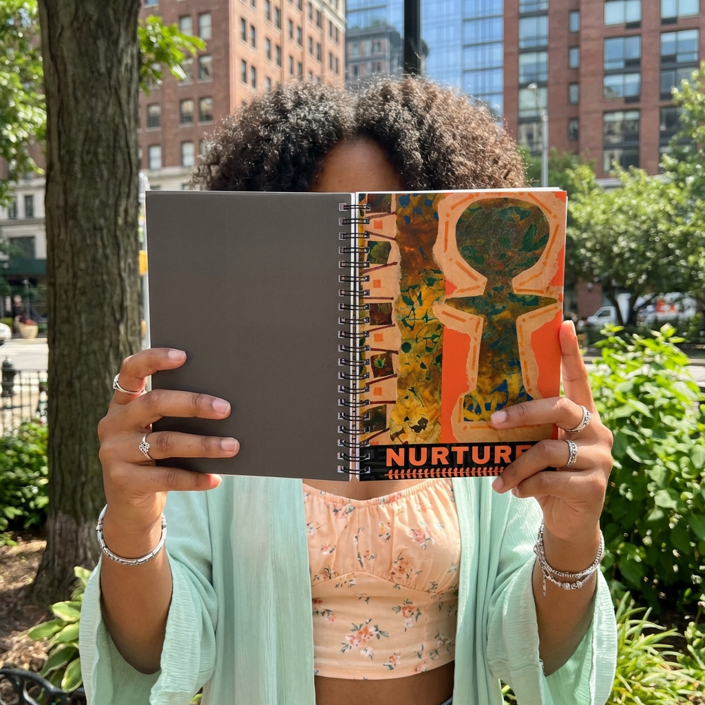 Nurture Afrocentric Spiral Notebook | Mixed Media Art Journal, Ruled 6"x8"