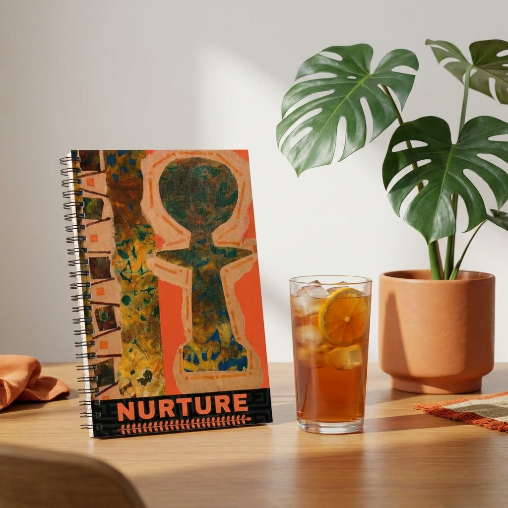 Nurture Afrocentric Spiral Notebook | Mixed Media Art Journal, Ruled 6"x8"