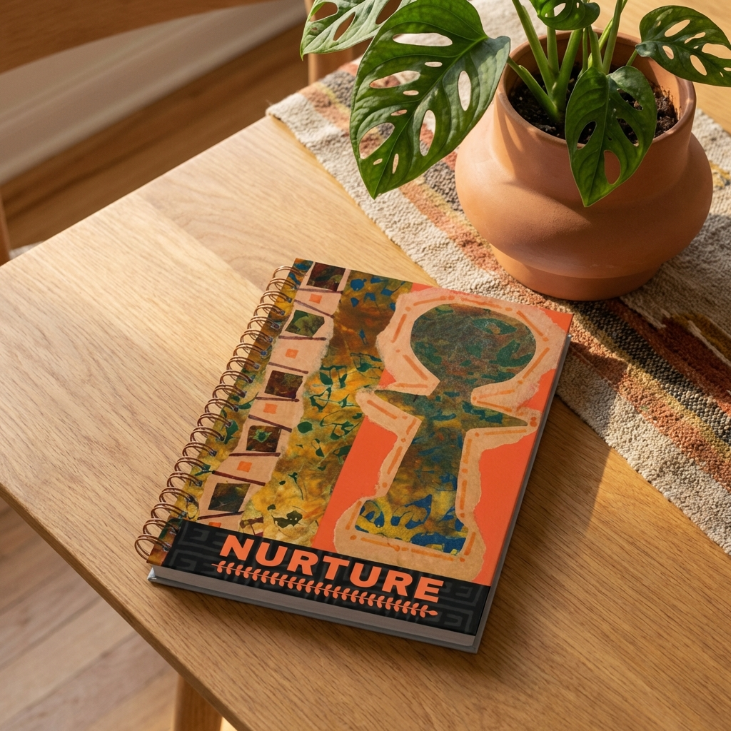 Nurture Afrocentric Spiral Notebook | Mixed Media Art Journal, Ruled 6"x8"