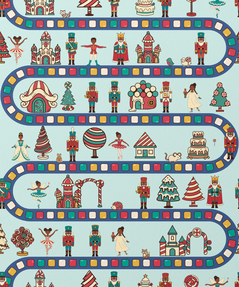 Black Nutcracker Land of Sweets gift wrap, lifestyle photo