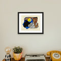 One With the Universe continuous line art print in black frame — cosmic Black art by Antionette Simmons Hodges (1)