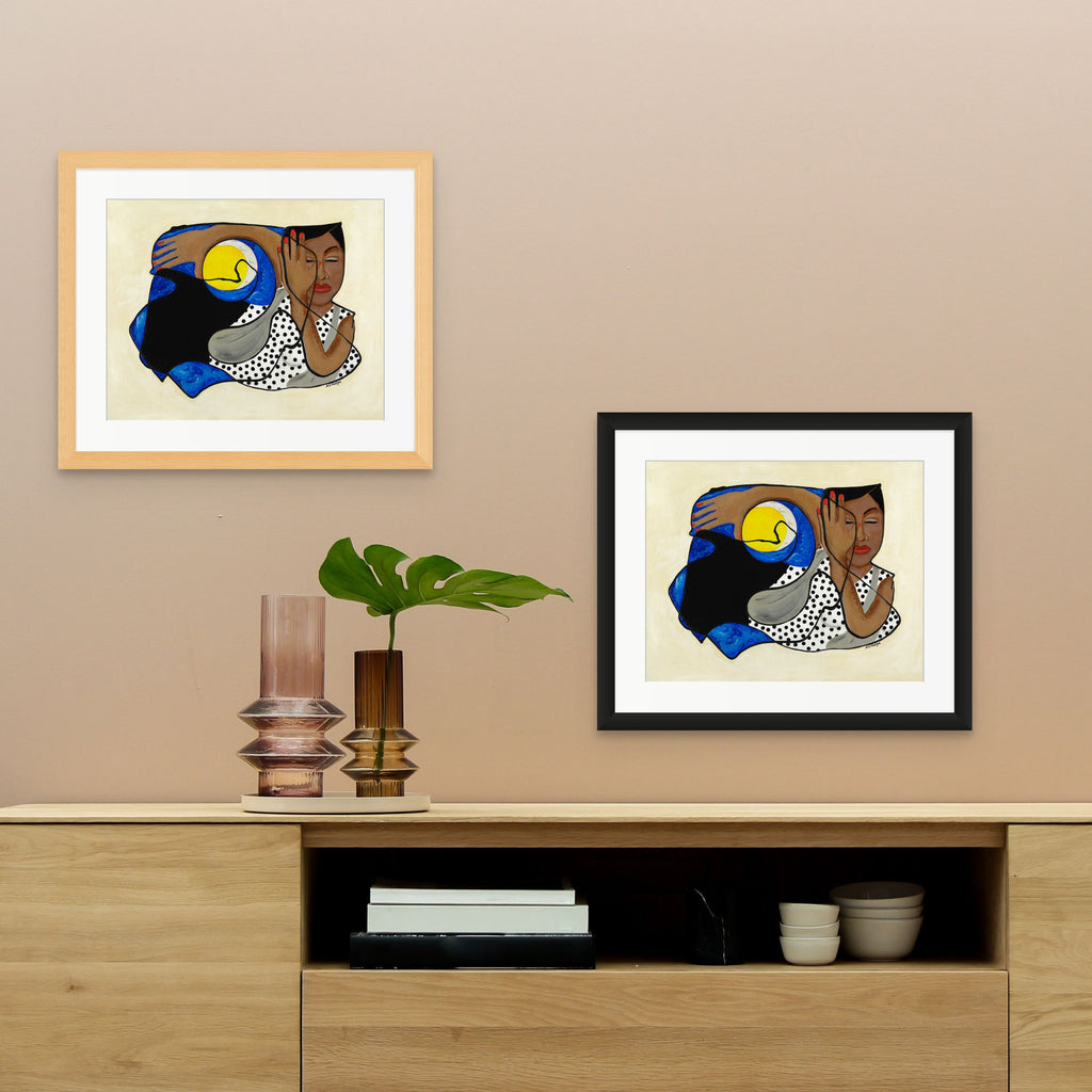 One With the Universe continuous line art print in black frame — cosmic Black art by Antionette Simmons Hodges (3)
