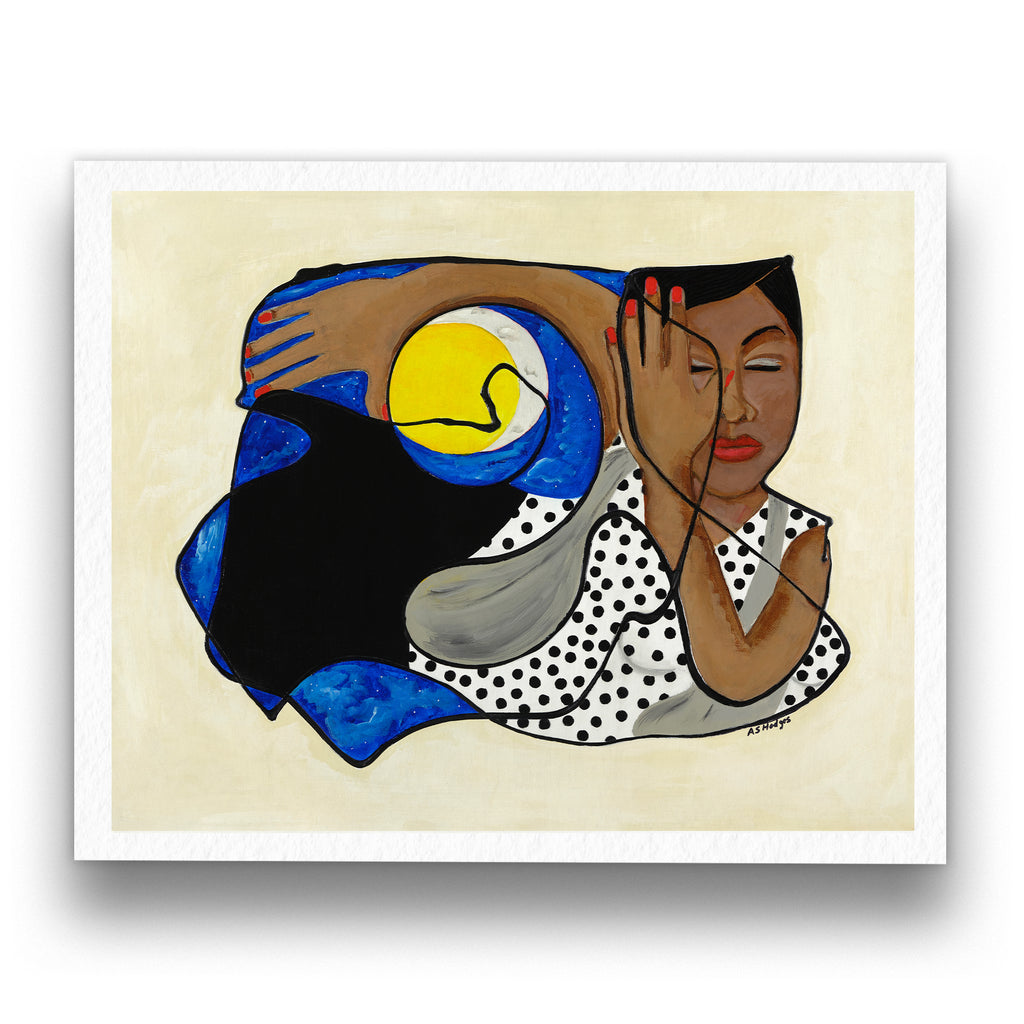 One With the Universe continuous line art print in black frame — cosmic Black art by Antionette Simmons Hodges (4)