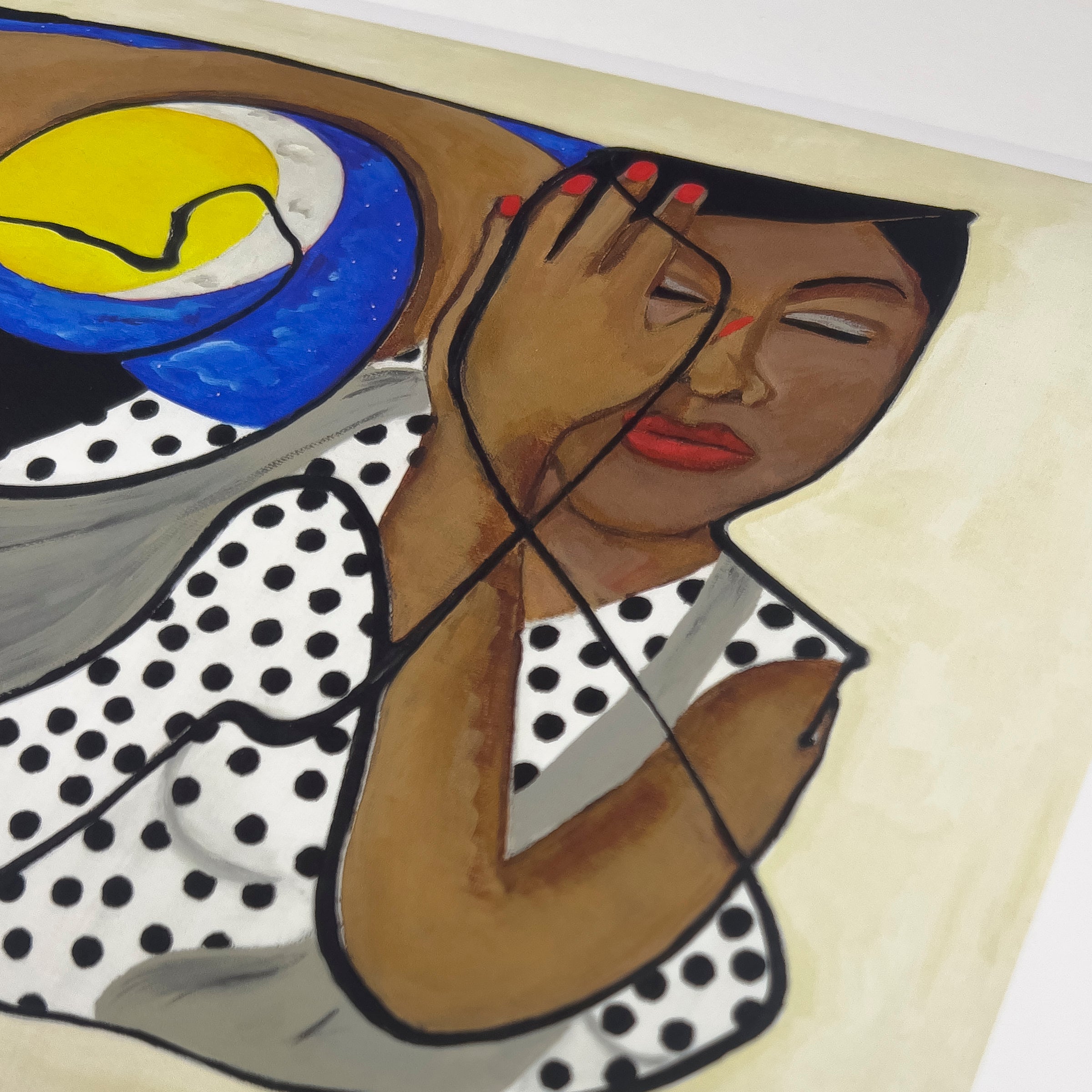 One With the Universe continuous line art print in black frame — cosmic Black art by Antionette Simmons Hodges (7)