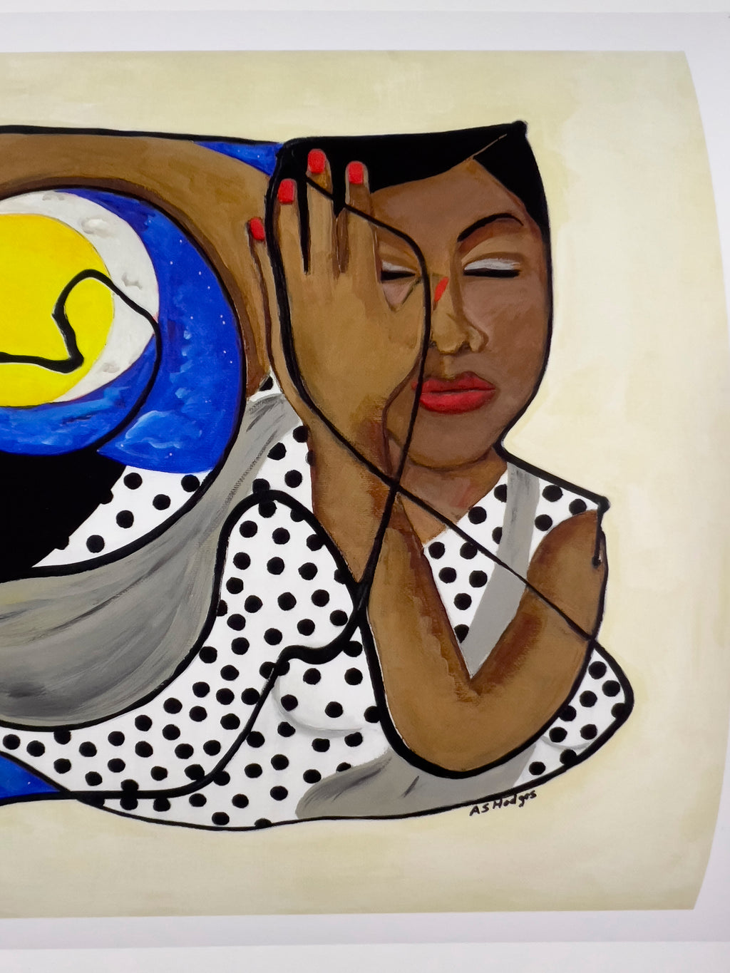 One With the Universe continuous line art print in black frame — cosmic Black art by Antionette Simmons Hodges (8)