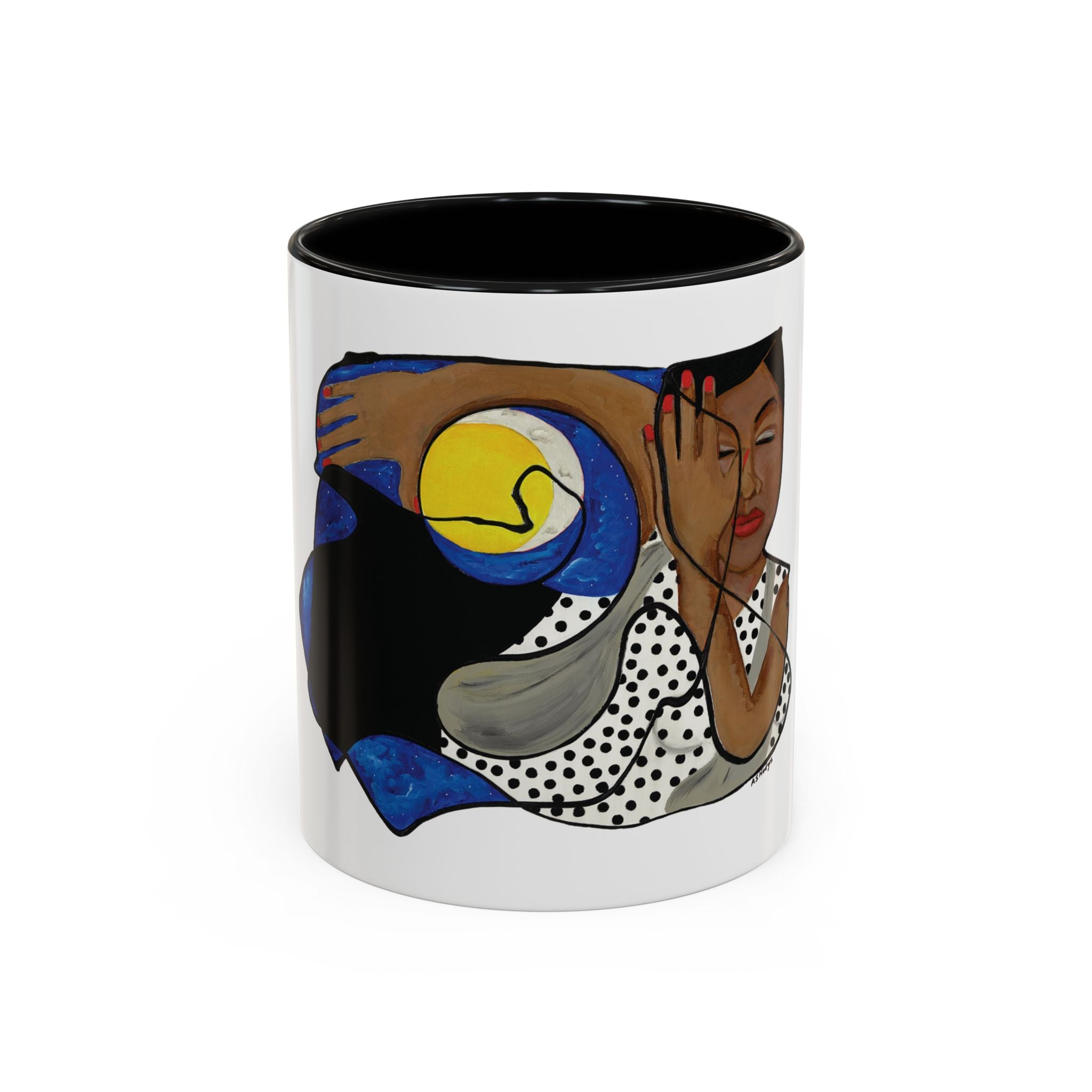 One with the Universe Cosmic Art Mug - Spiritual Black Woman Art Ceramic Mug - Celestial Gift