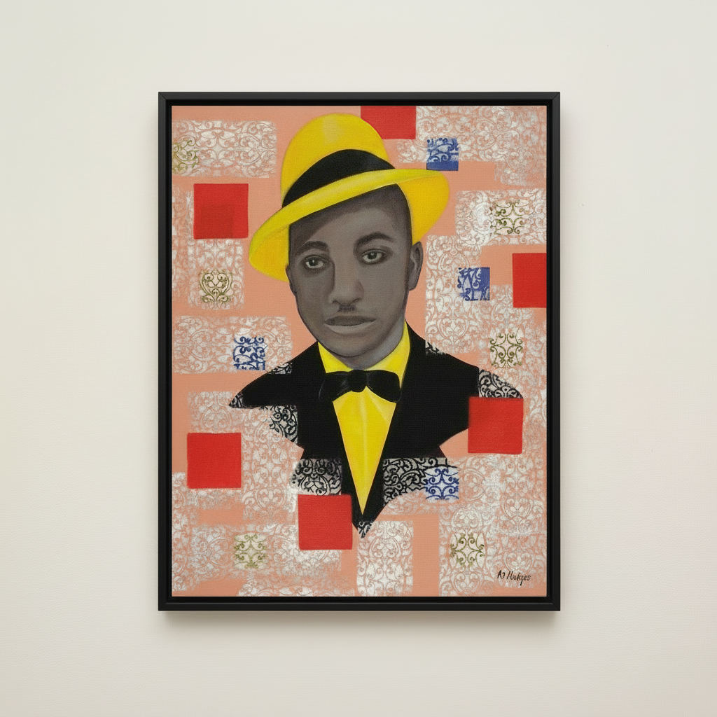Black Dandy Portrait Framed Canvas Wall Art | African American Decor