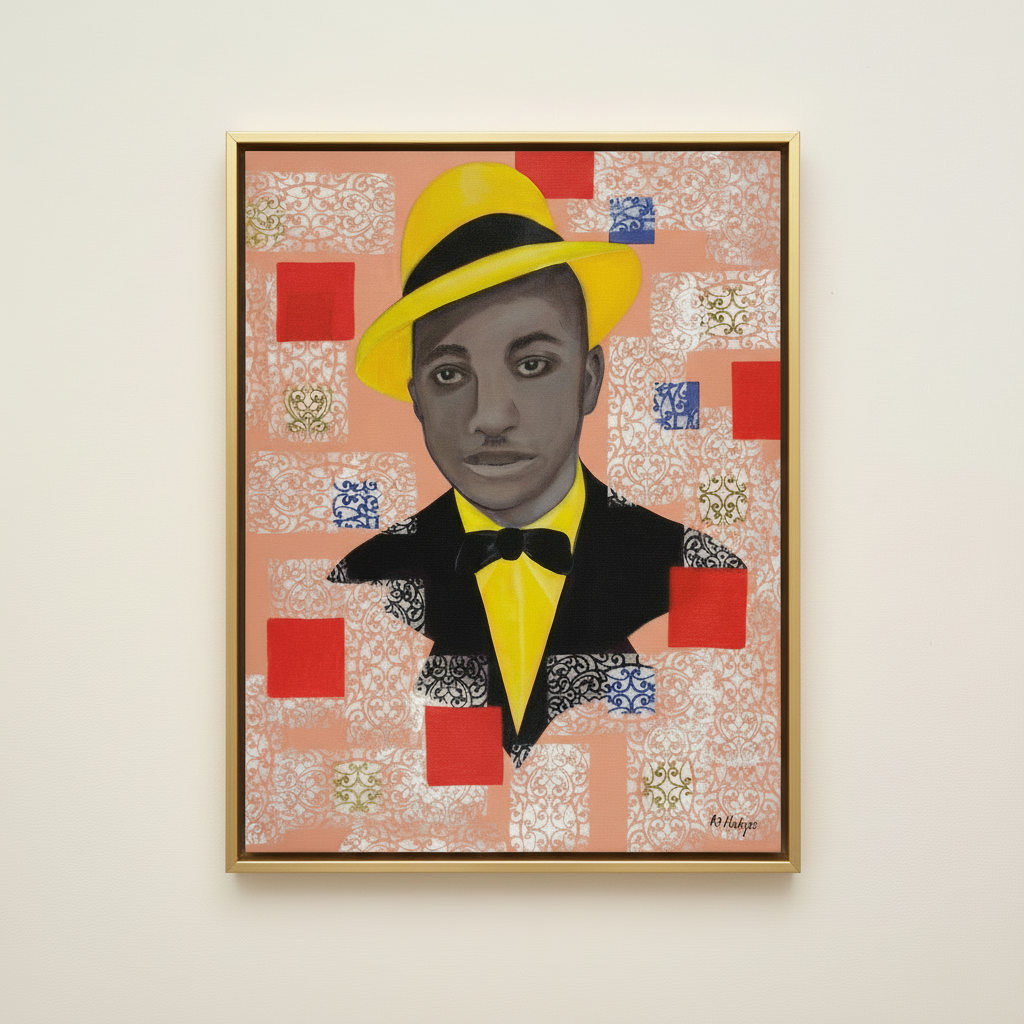 Pattern of a Man — Framed Canvas Print, Gold