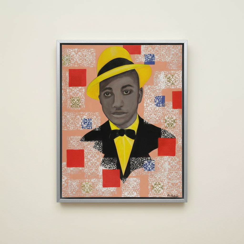 Pattern of a Man — Framed Canvas Print, Silver