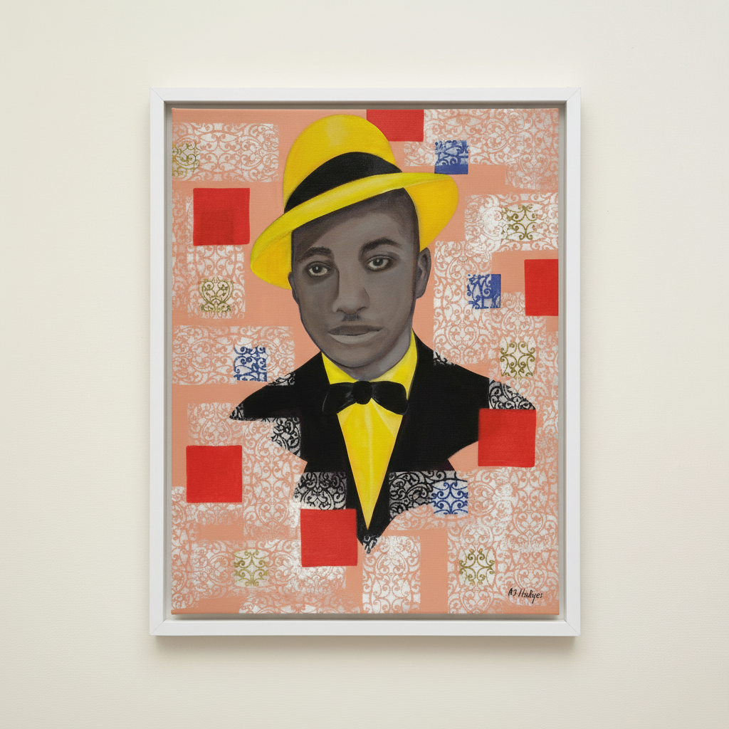 Pattern of a Man — Framed Canvas Print, White