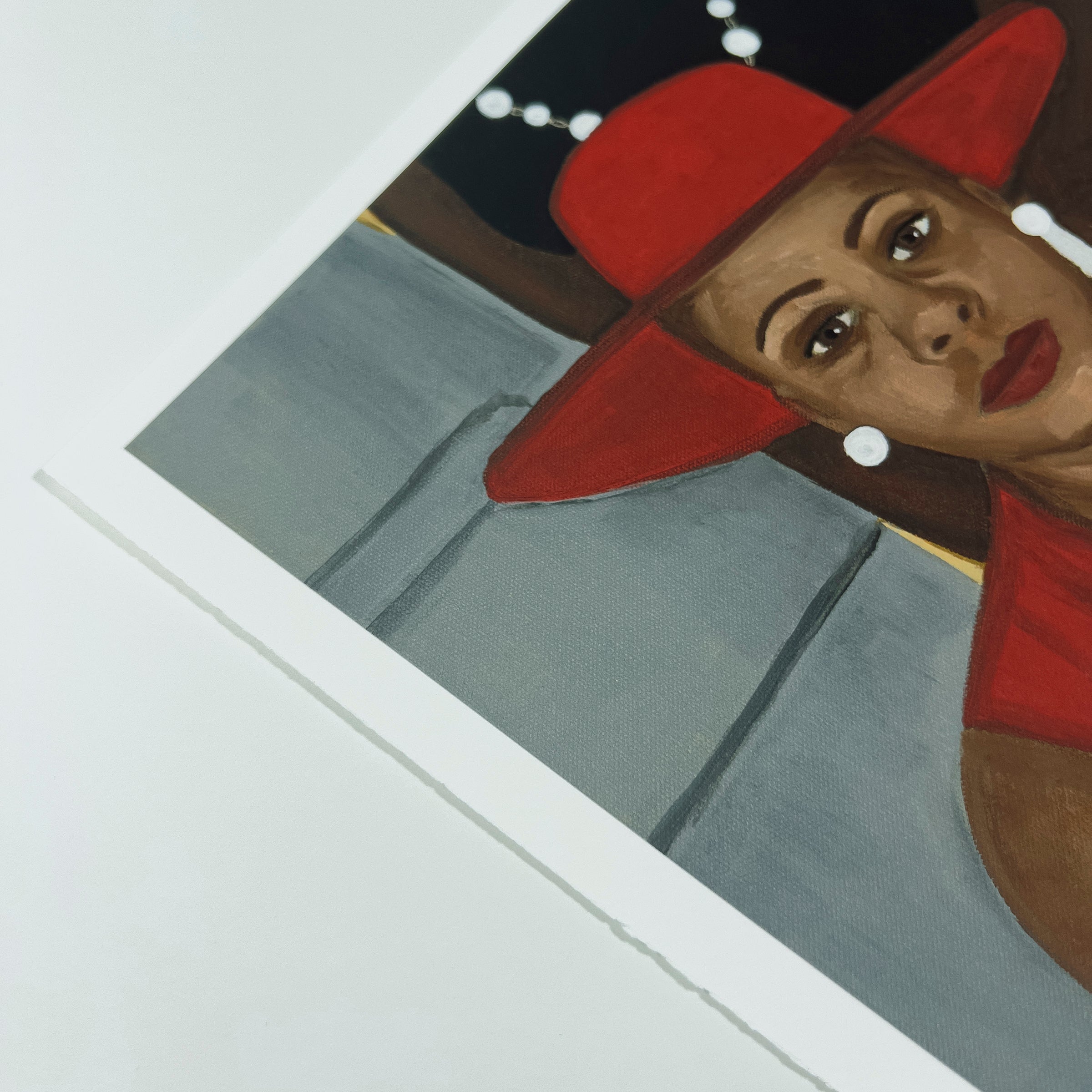 Pearls giclee print — lifestyle view, Black church lady art by A.S. Hodges