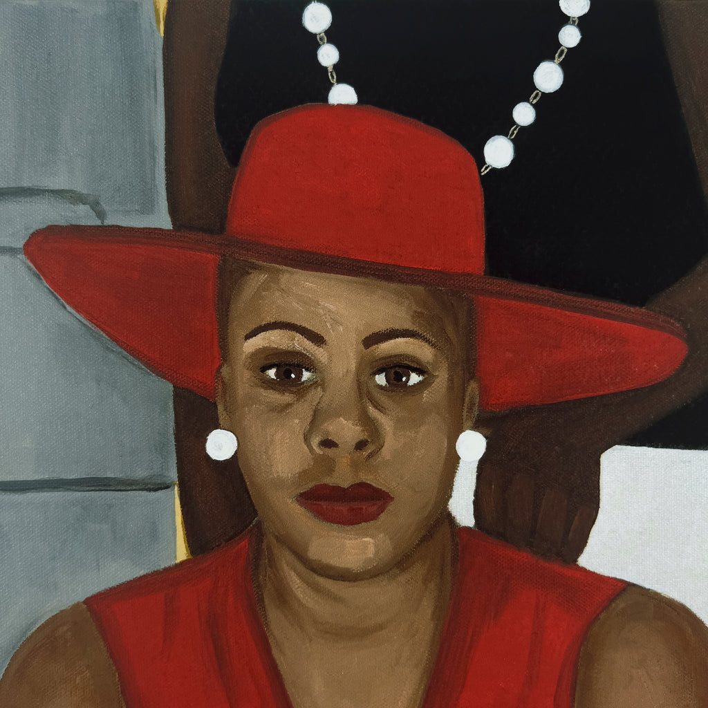 Pearls giclee print — lifestyle view, Black church lady art by A.S. Hodges