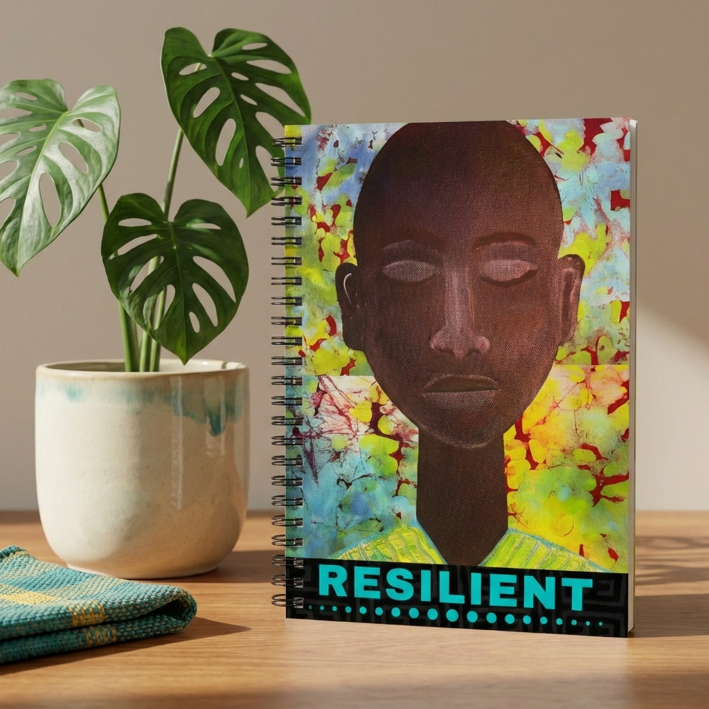 Resilient Afrocentric Spiral Notebook | Mixed Media Art Journal, Ruled 6"x8"