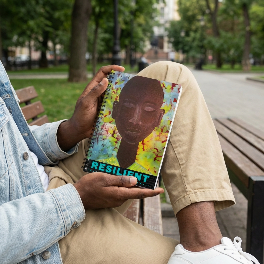 Resilient Afrocentric Spiral Notebook | Mixed Media Art Journal, Ruled 6"x8"