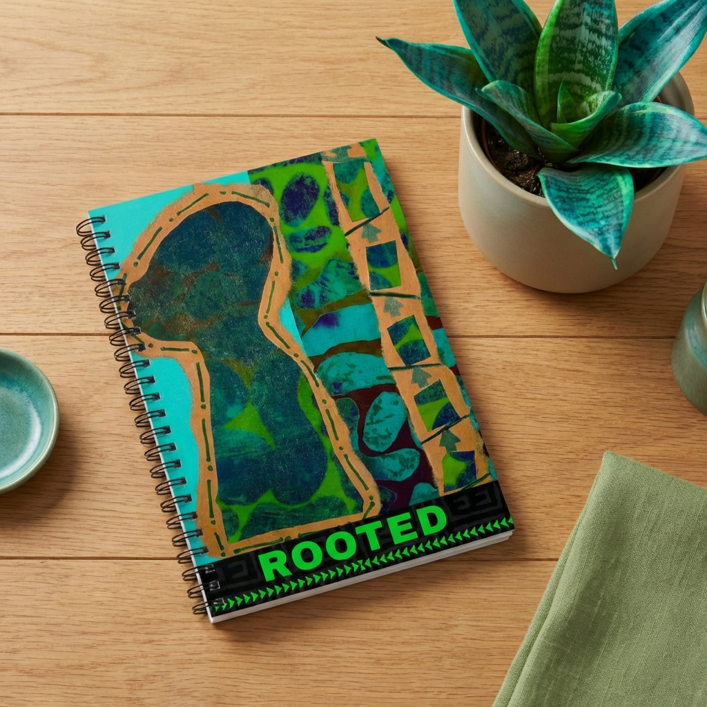 Rooted Afrocentric Spiral Notebook | Mixed Media Art Journal, Ruled 6"x8"