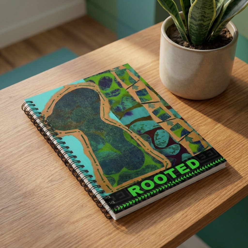 Rooted Afrocentric Spiral Notebook | Mixed Media Art Journal, Ruled 6"x8"