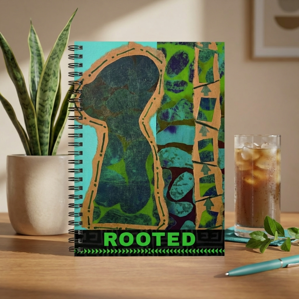 Rooted Afrocentric Spiral Notebook | Mixed Media Art Journal, Ruled 6"x8"