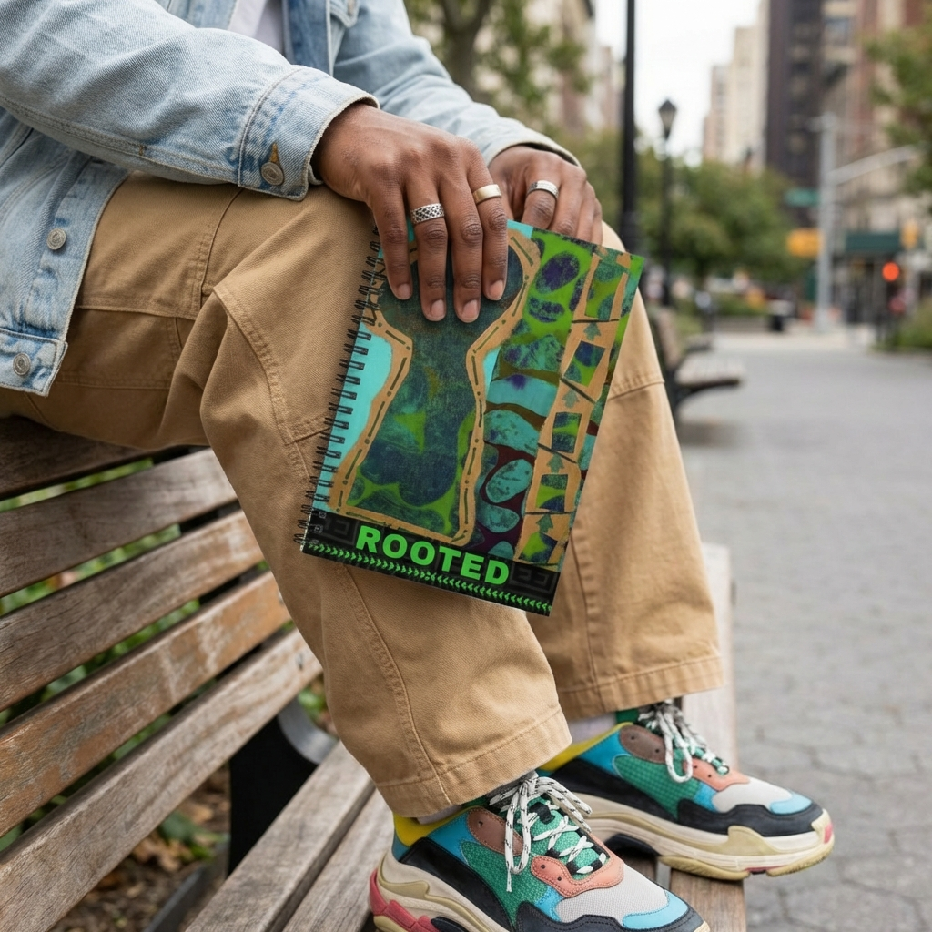 Rooted Afrocentric Spiral Notebook | Mixed Media Art Journal, Ruled 6"x8"