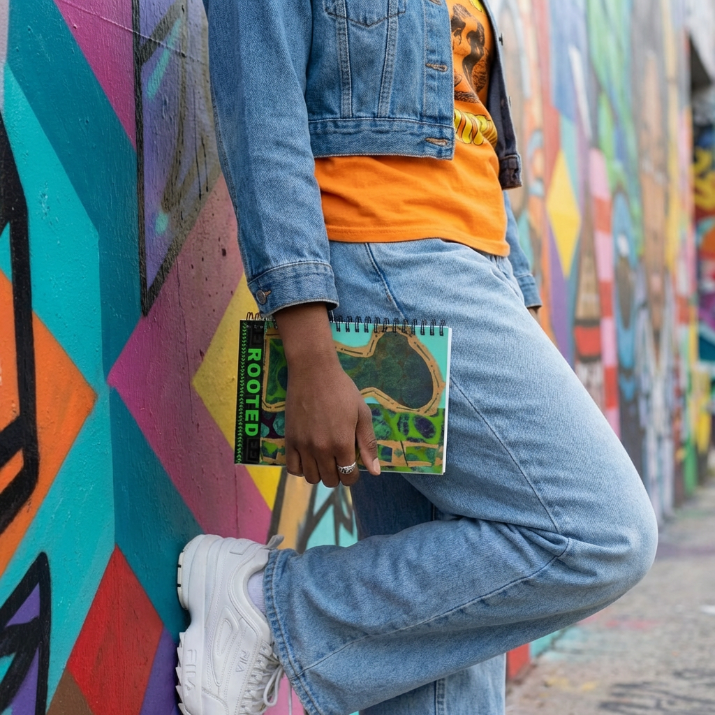 Rooted Afrocentric Spiral Notebook | Mixed Media Art Journal, Ruled 6"x8"