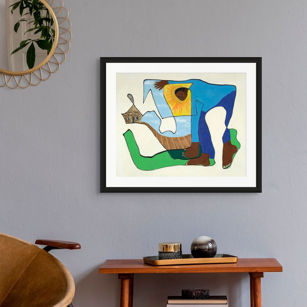 Sharecropper continuous line art print in black frame — Black history heritage art by Antionette Simmons Hodges (1)