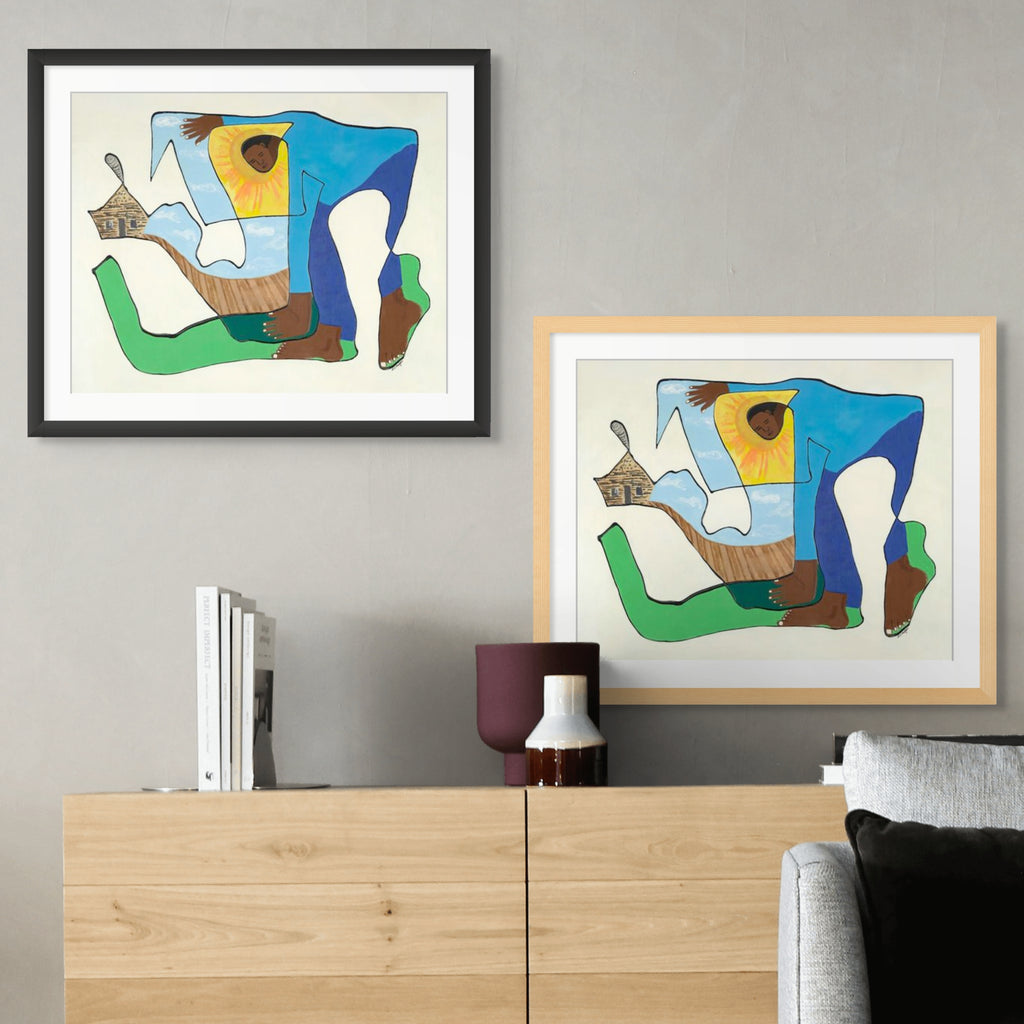 Sharecropper continuous line art print in black frame — Black history heritage art by Antionette Simmons Hodges (3)