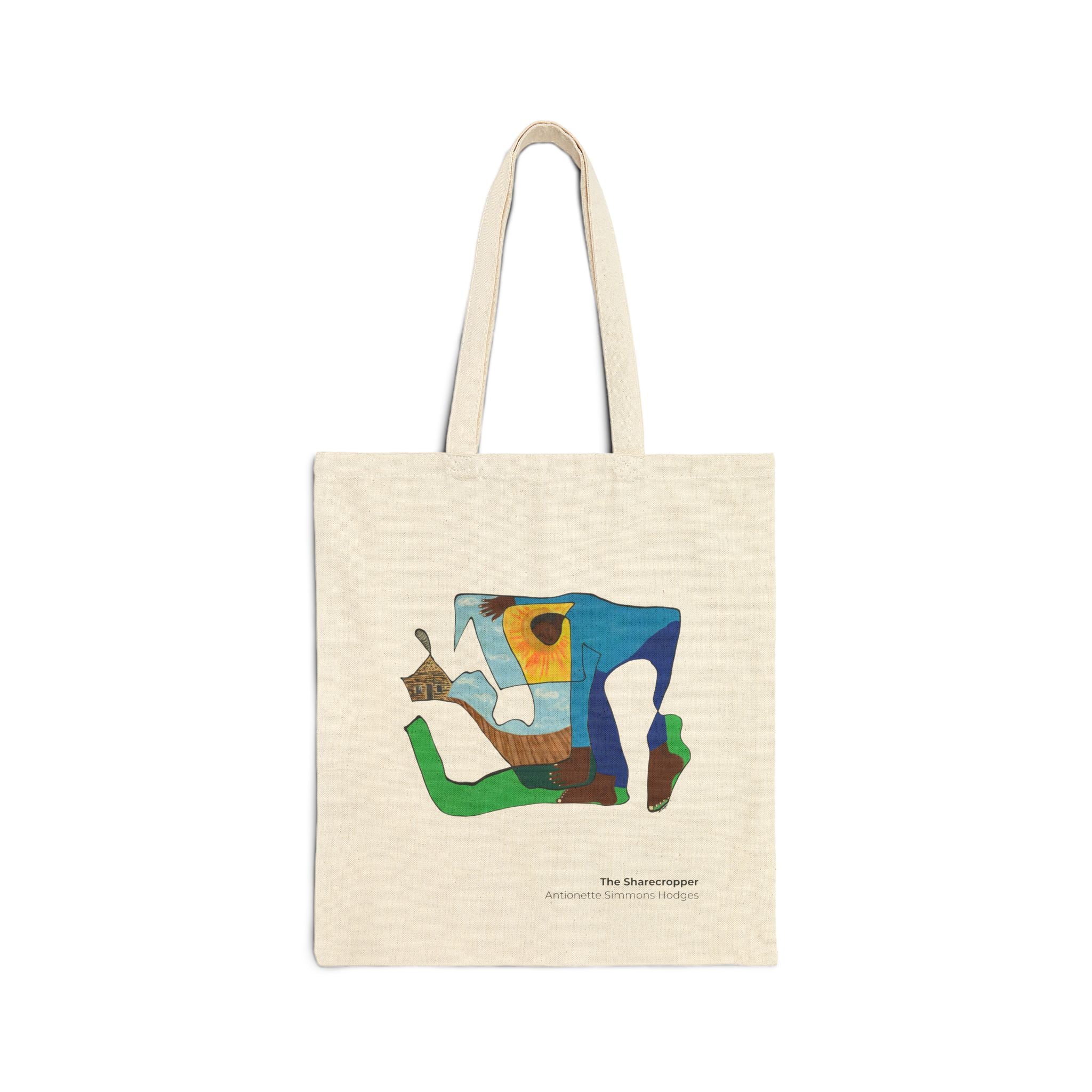 Sharecropper Art Tote Bag lifestyle flatlay — Black history and resilience design on cotton canvas