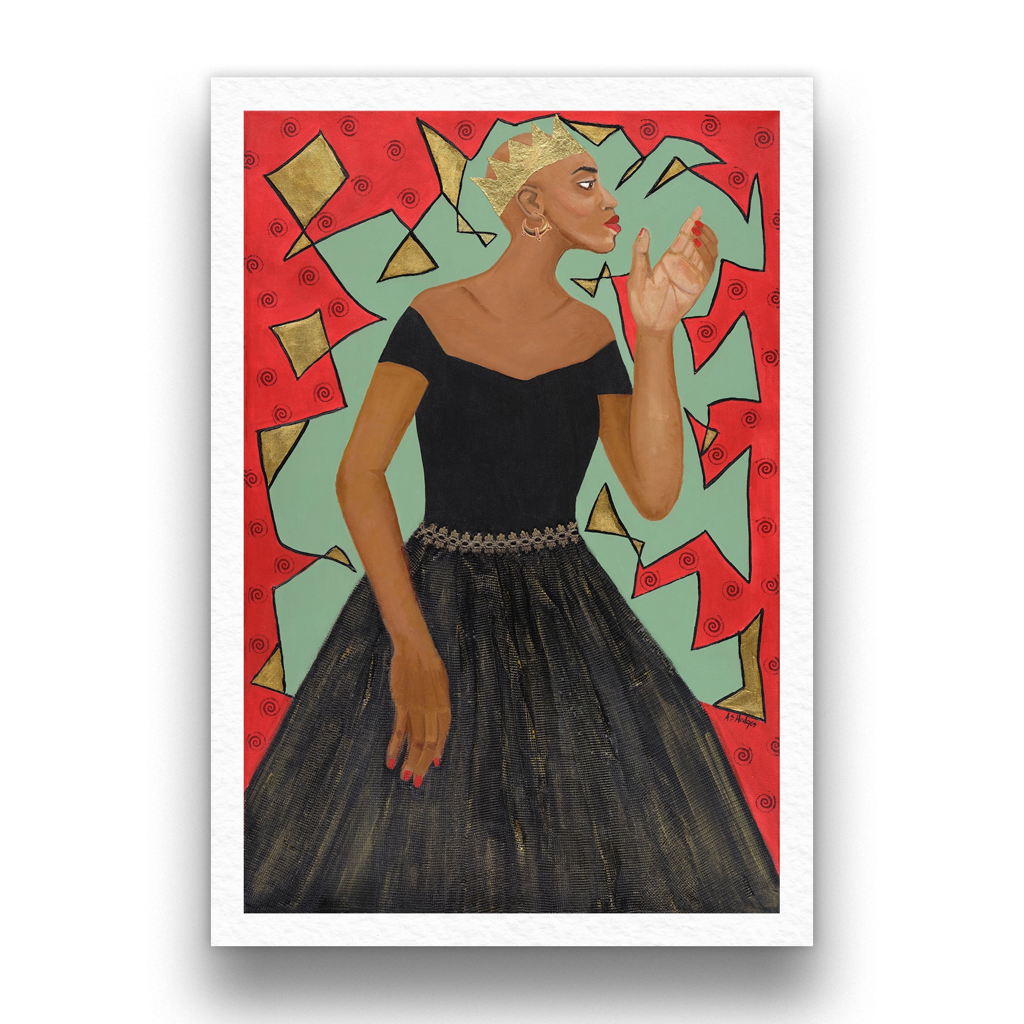 She Wears The Crown Art Print – Black Woman Bald Beauty | Alopecia Empowerment Art