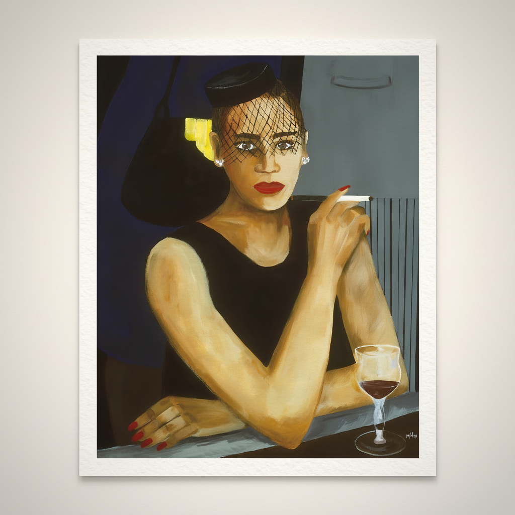 Sophisticated Lady framed giclee print — full artwork image, Black jazz woman art by Antionette Simmons Hodges