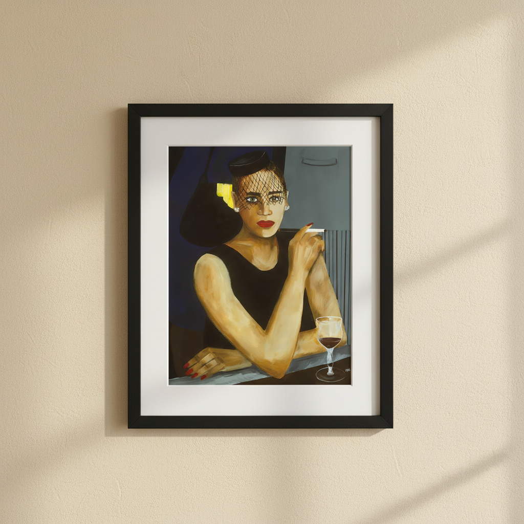 Sophisticated Lady art print in a jazz-era styled setting — Black jazz woman art
