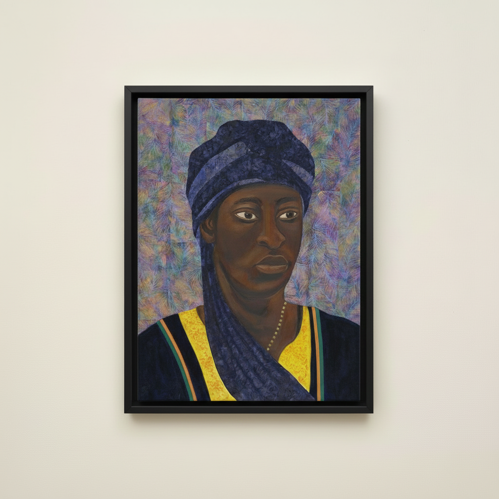 The African — Framed Canvas Print, Black
