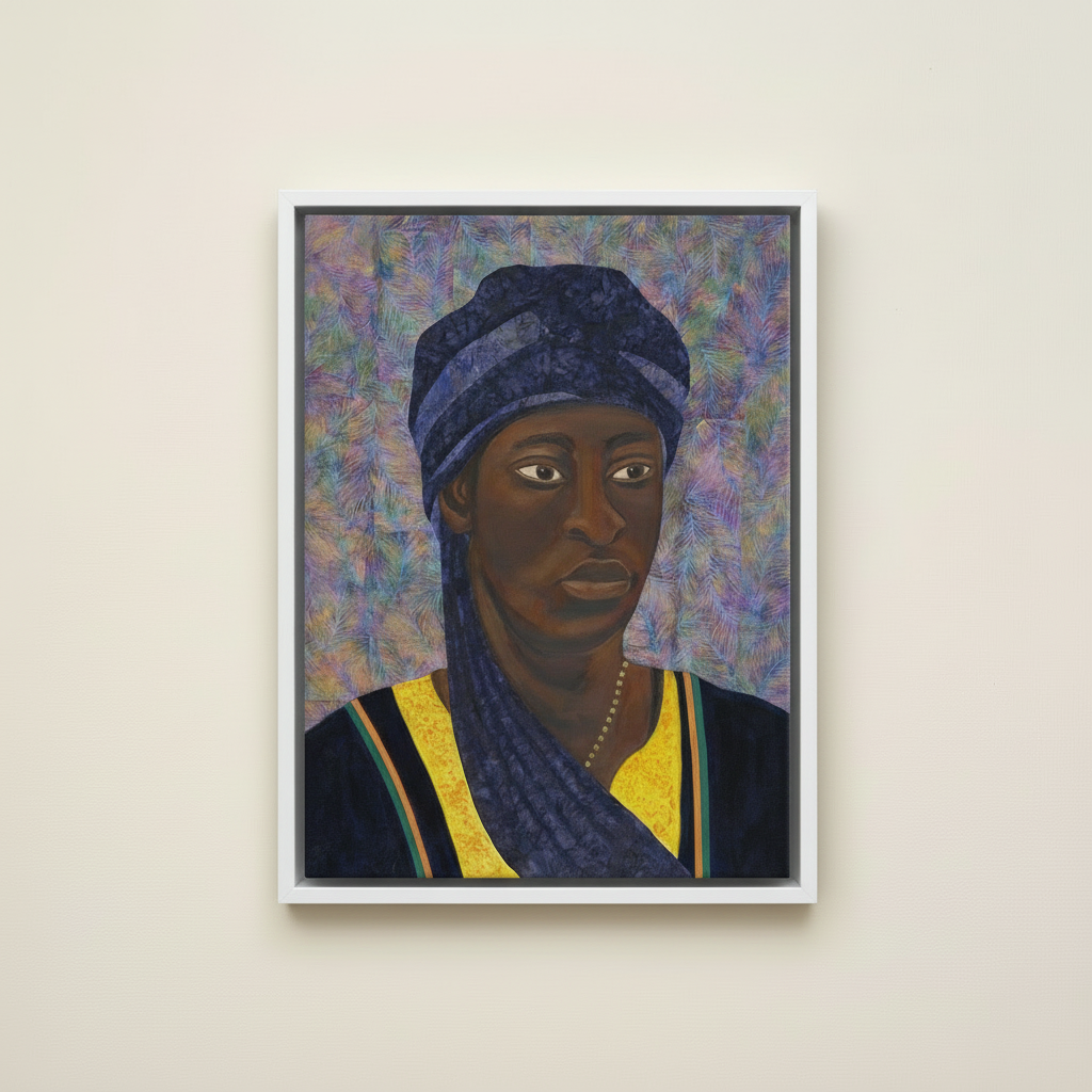 The African — Framed Canvas Print, White