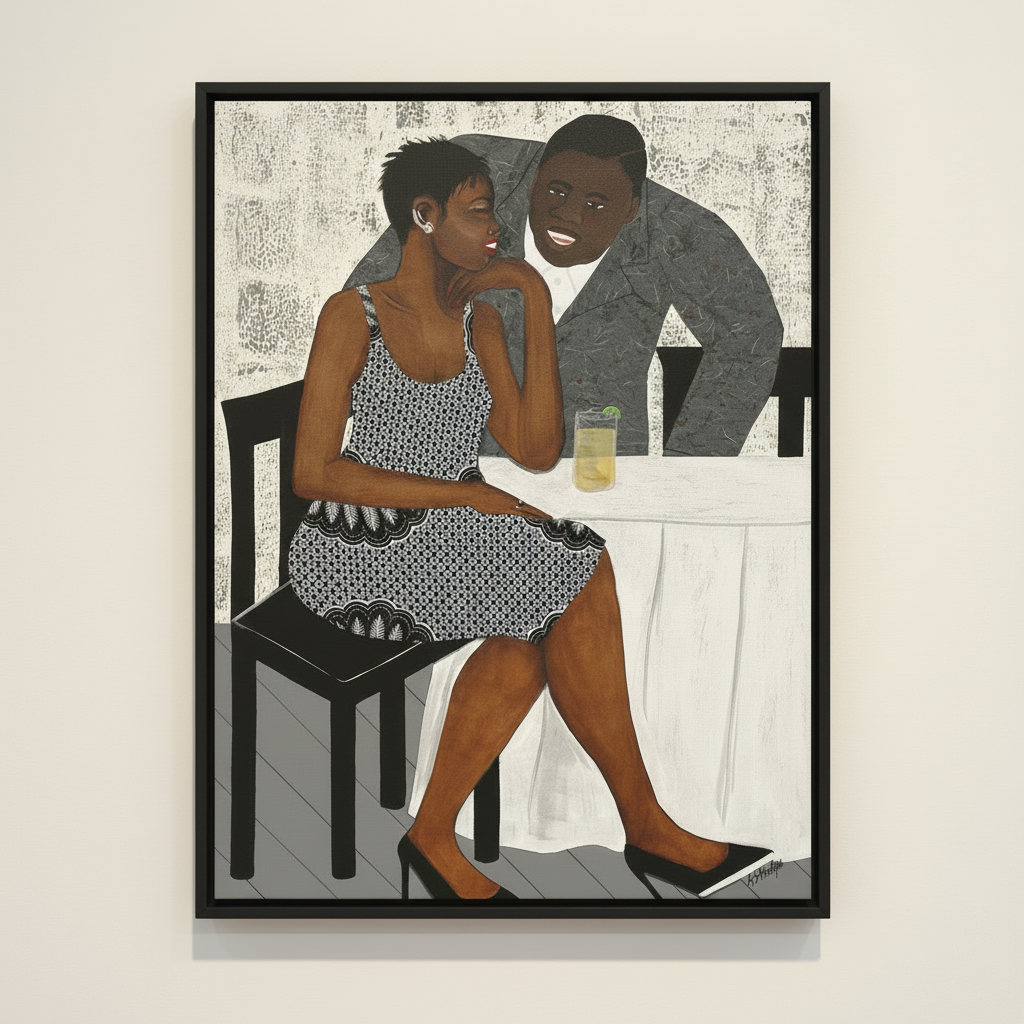 The Conversation — Framed Canvas Print, Black