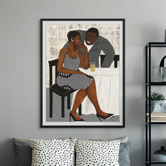 African american art print  titled The Conversation by Antionette Simmons Hodges