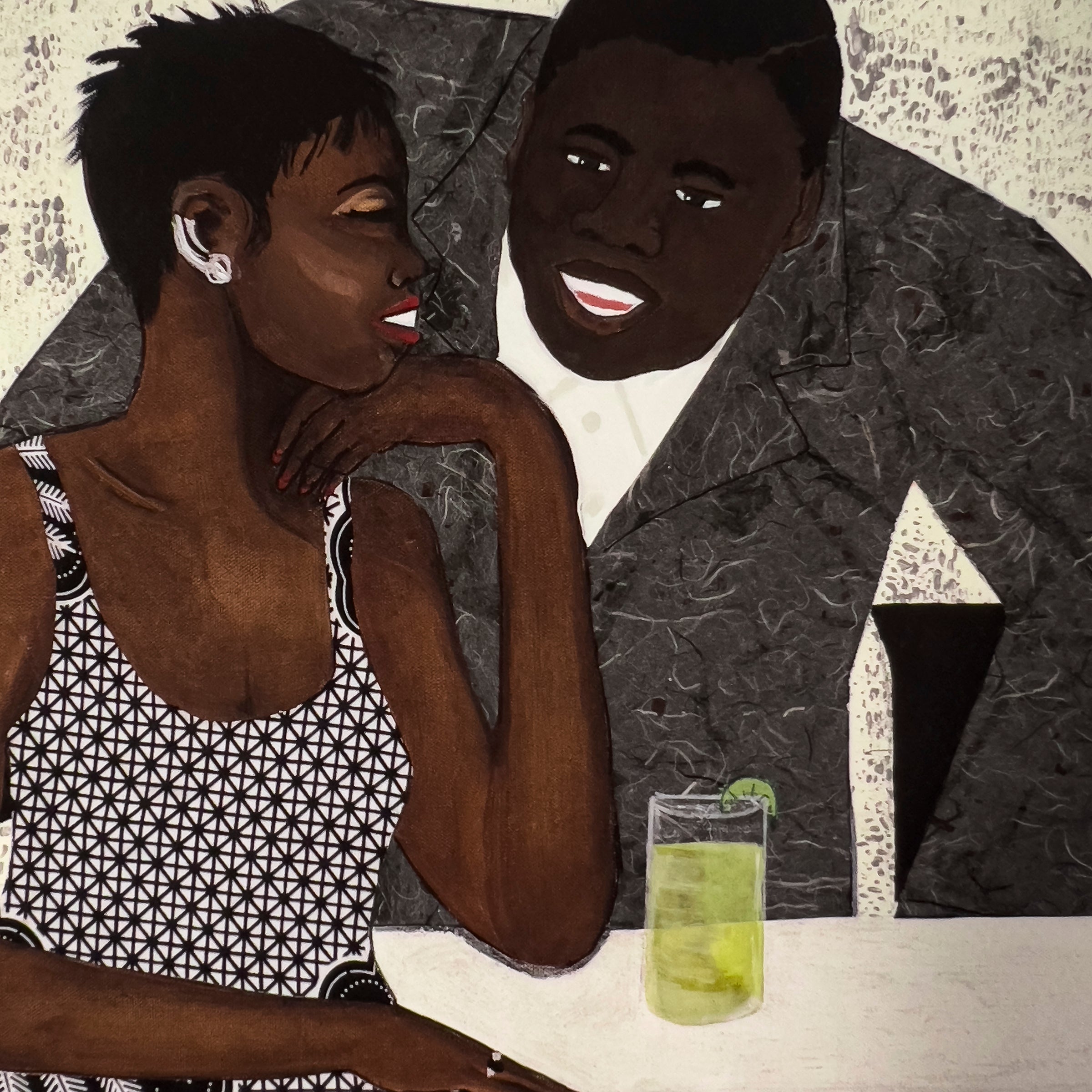 The Conversation giclee print — full artwork, Black couple love art by Antionette Simmons Hodges
