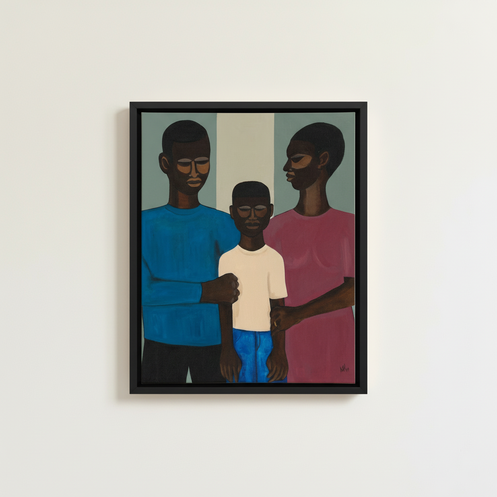 Black Family Framed Canvas Wall Art | African American Decor