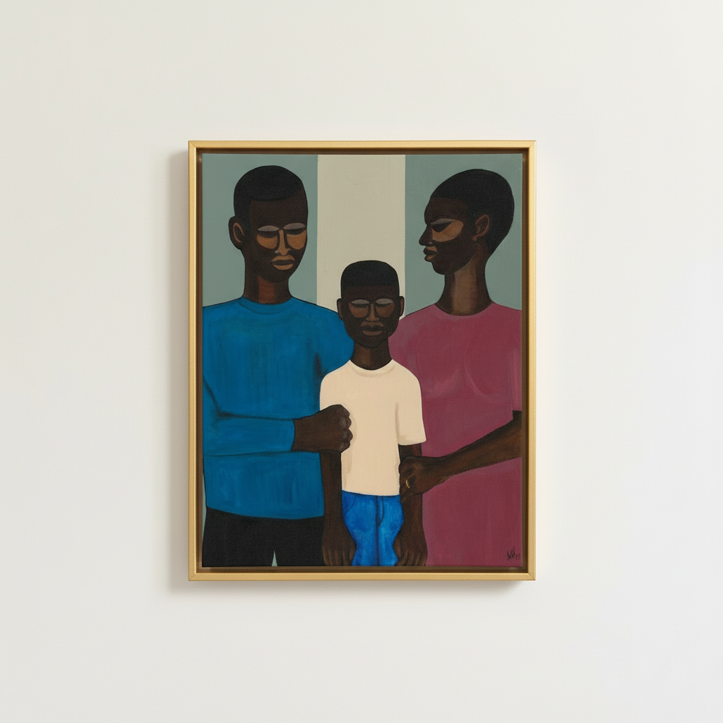 Black Family Framed Canvas Wall Art | African American Decor