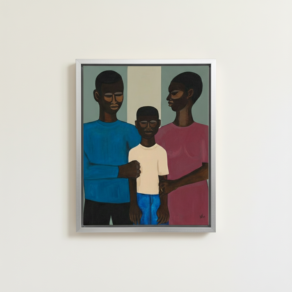 The Family — Framed Canvas Print, Silver