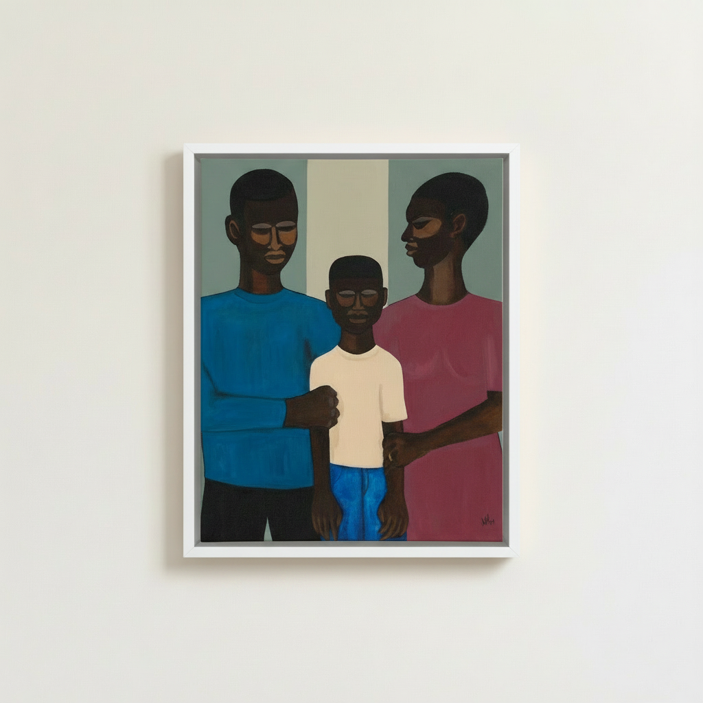 The Family — Framed Canvas Print, White