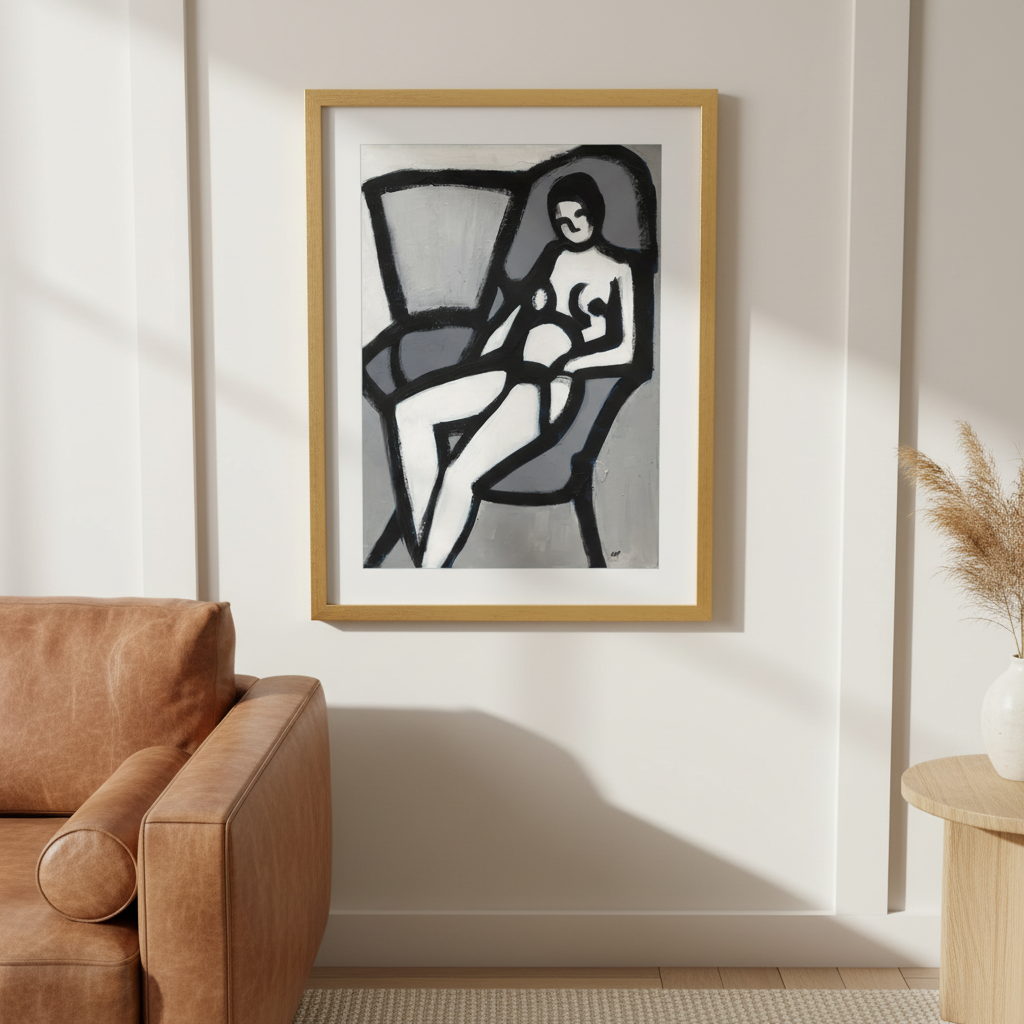 The Model framed giclee print in gold frame, wall-hung, high-angle view — vintage Black figurative art