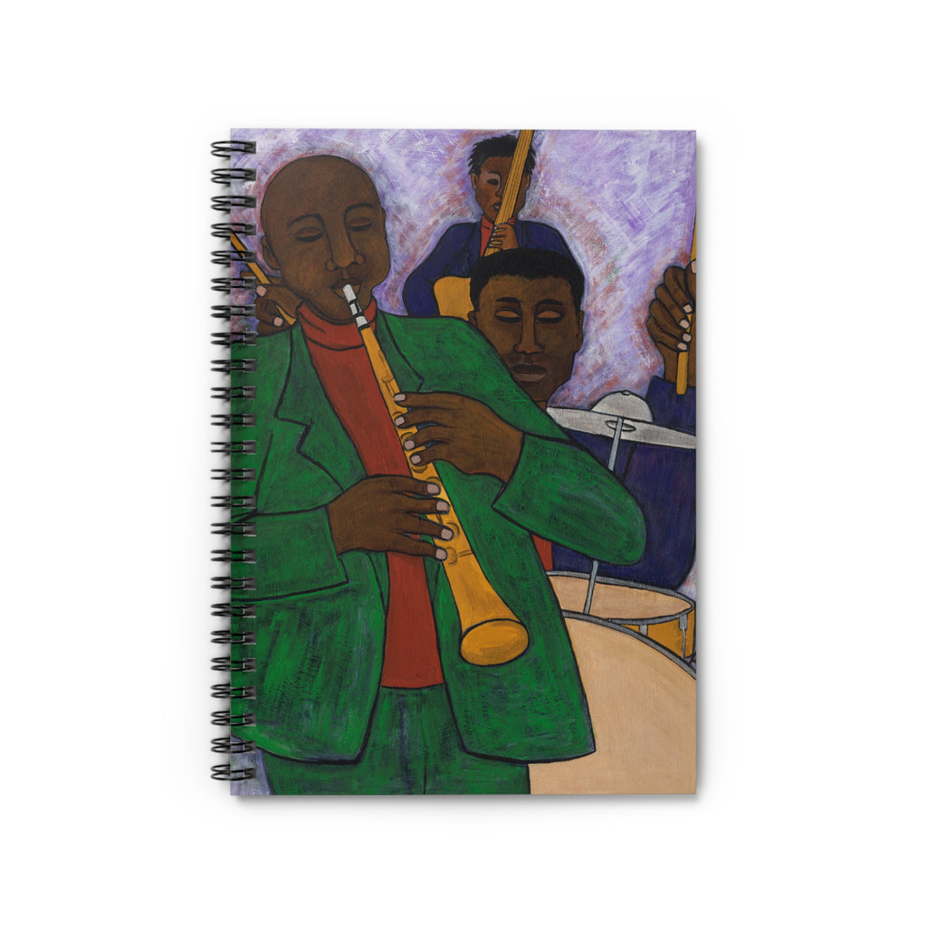 The Three Musicians Jazz Spiral Notebook | Black Music Art Journal, Ruled Pages, 6"x8"