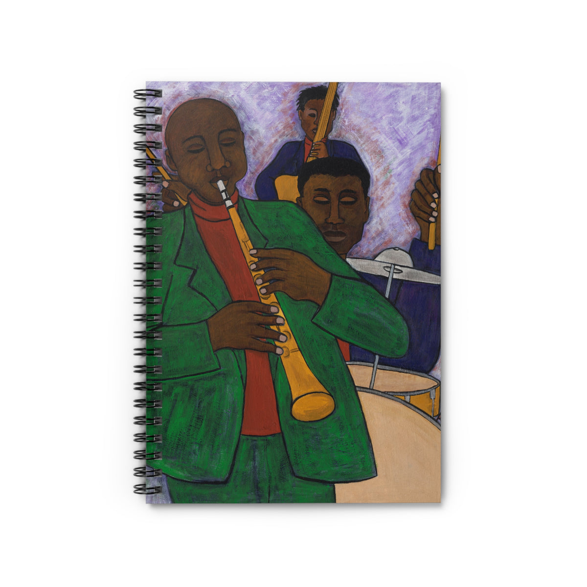 The Three Musicians Jazz Spiral Notebook | Black Music Art Journal, Ruled Pages, 6"x8"
