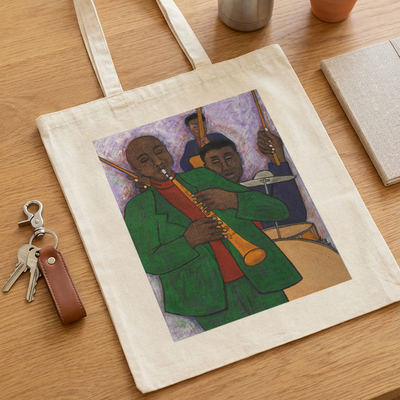 black Musician jazz tote bag