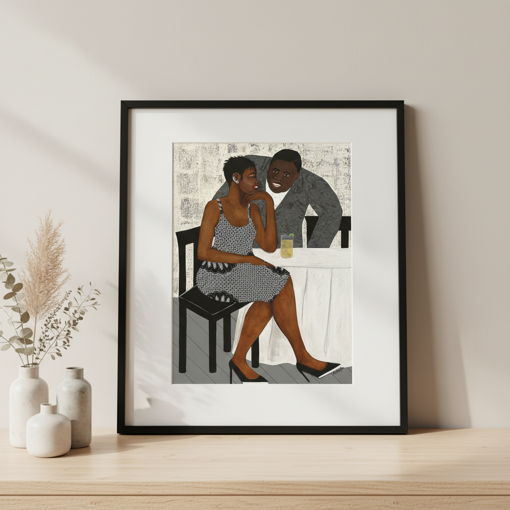 Black Couple Romance Art Print | African American Love Wall Decor