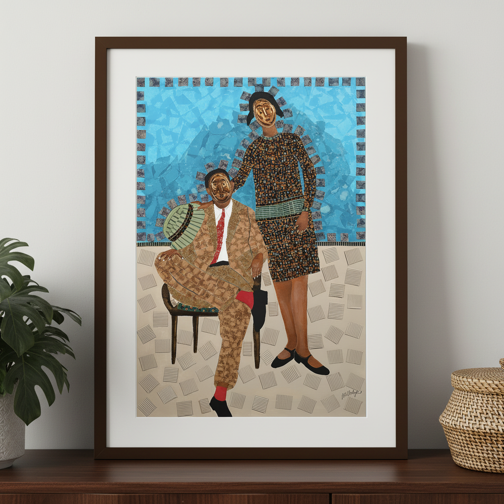 They Came Before Us — 1 framed giclee print in espresso frame on a credenza — Black ancestry art