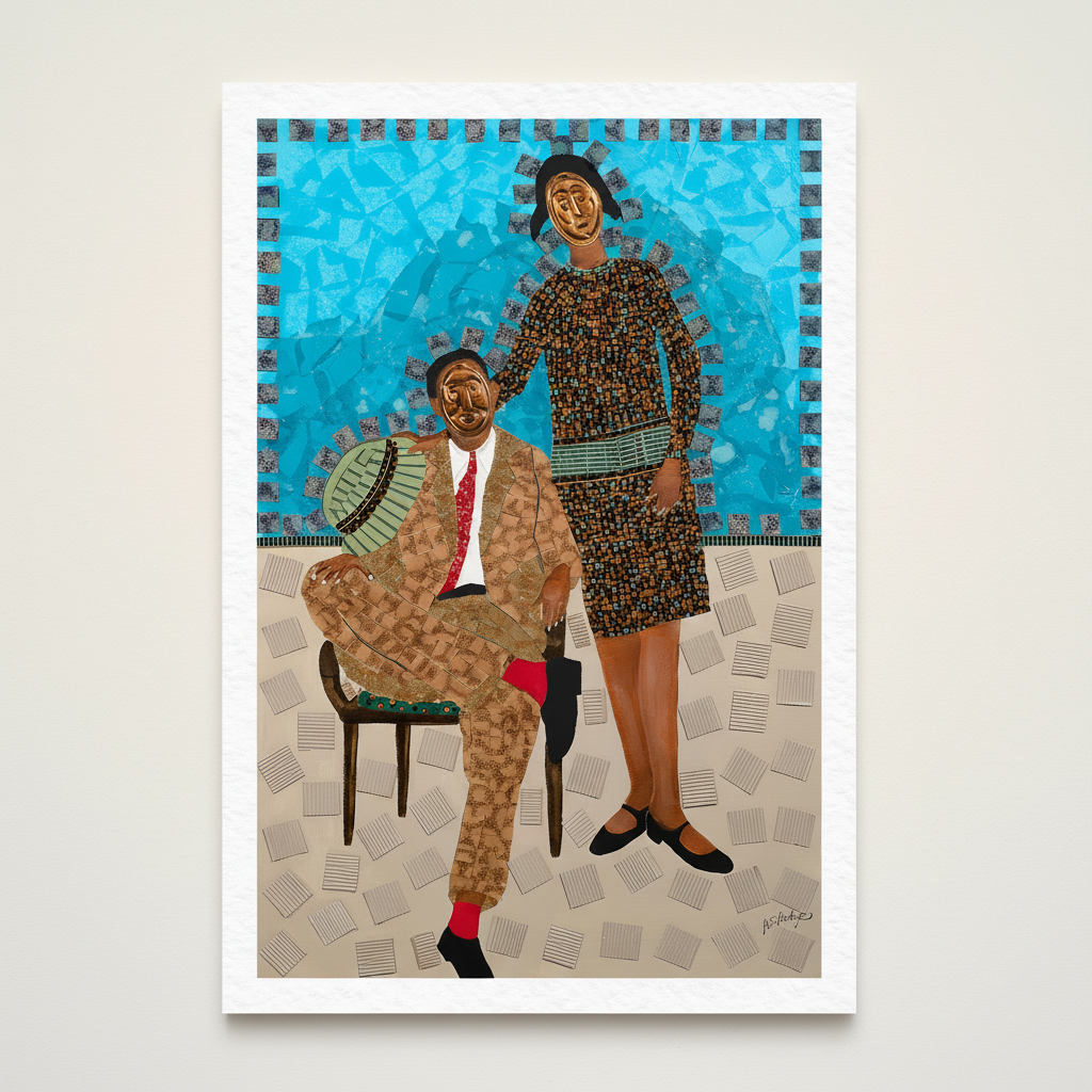 They Came Before Us -1 fine art print — full artwork image of abstract Black couple