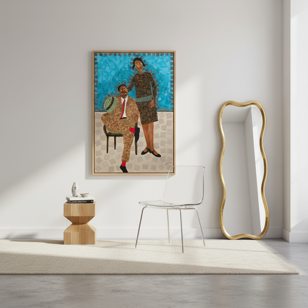They Came Before Us 1 art print in a modern living room with accent chair — Black ancestry art