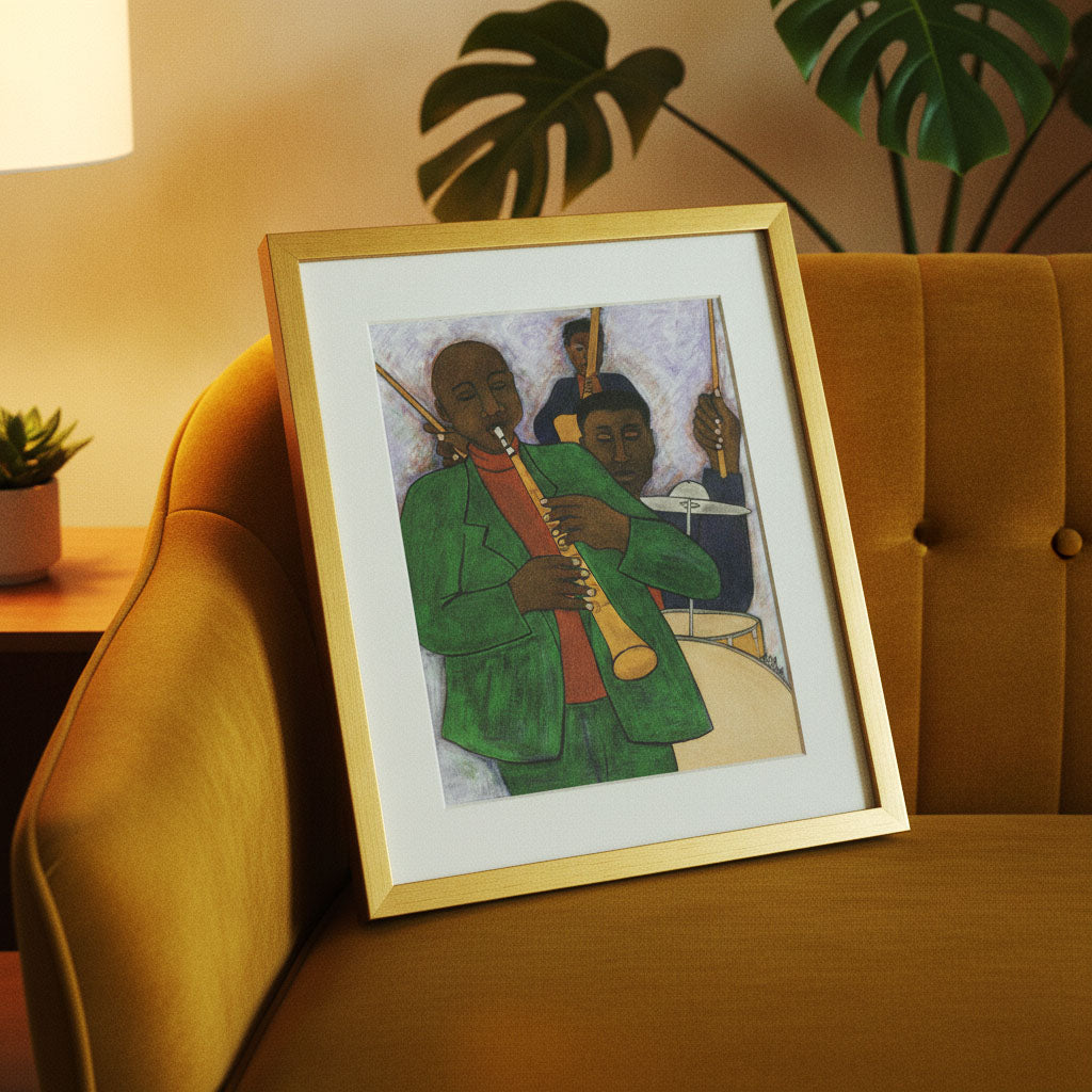 The Three Musicians framed giclee print — Black jazz trio wall art by Antionette Simmons Hodges (2)